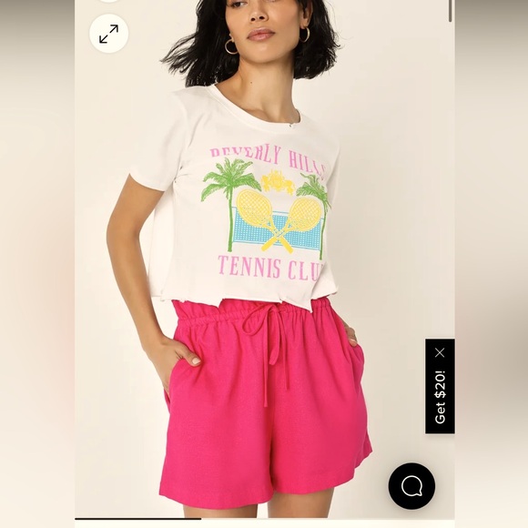 Impromptu Icon Hot Pink Linen Paperbag Waist Shorts - Picture 1 of 6